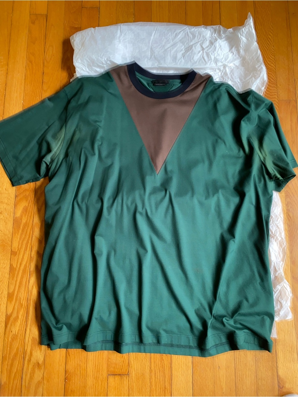 Prada oversized green/yellow triangle logo short sleeve T shirt Sz  XXXL